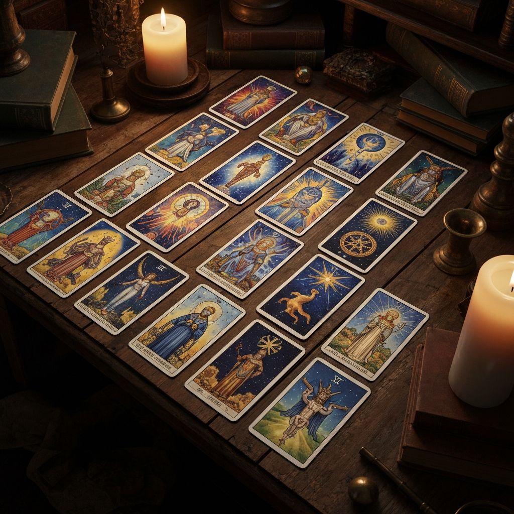 Tarot-kortit pöydällä